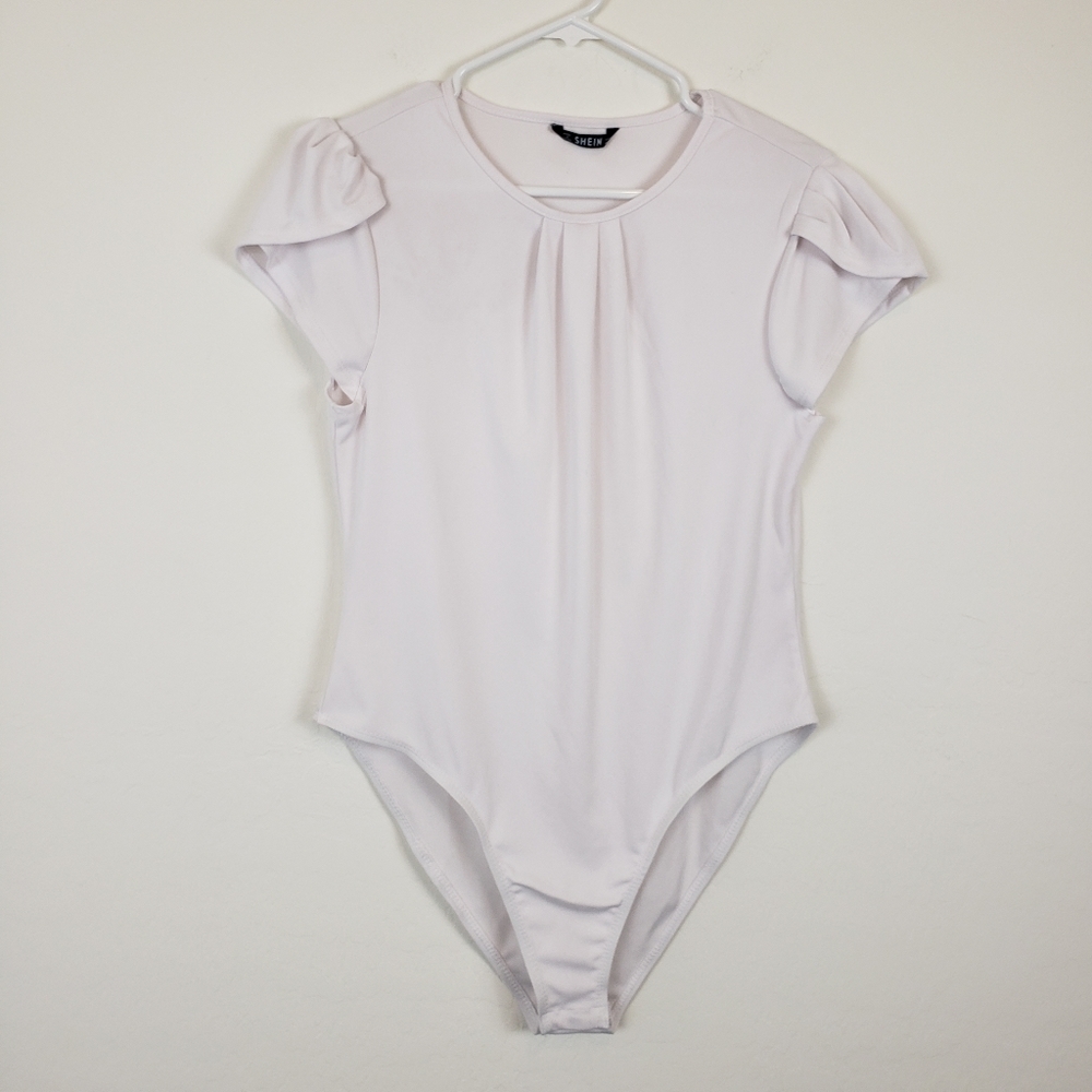 Shein white bodysuit petal sleeves size large